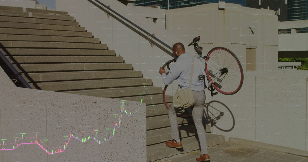 Professional Climbing Stairs with Bicycle, Navigating Urban Challenges