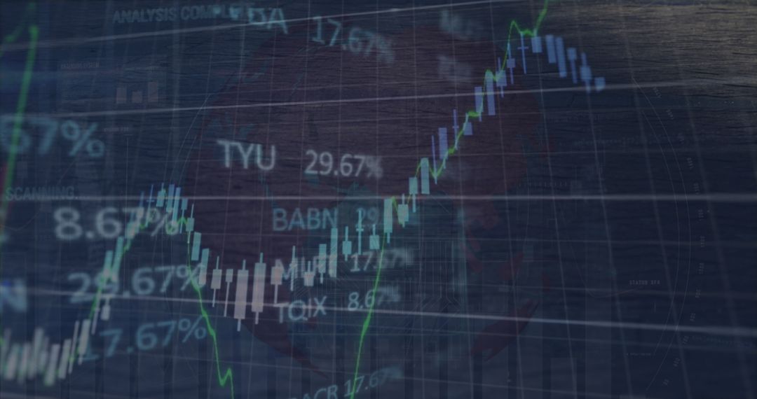 Dynamic Financial Data Overlay on Busy City Street Background
