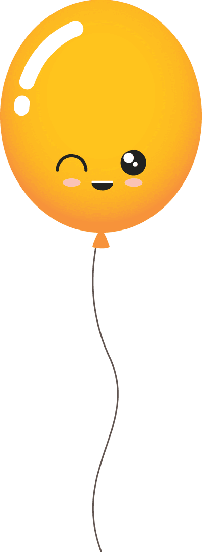 Happy Yellow Balloon Smiling on Transparent Background Vector