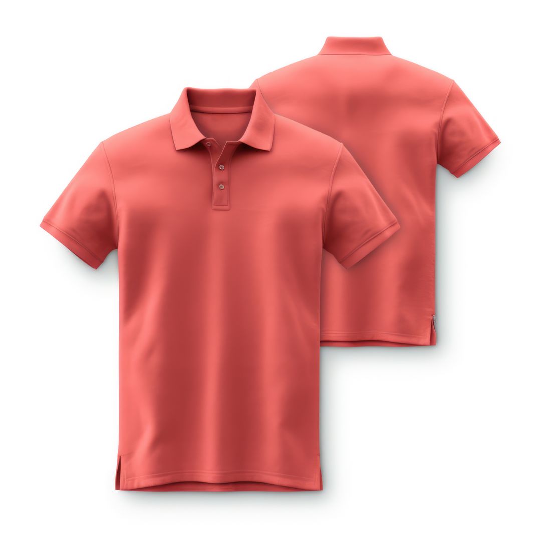 Coral Red Polo Shirts Front and Back View Isolated on White Background - Free Images, Stock Photos and Pictures on Pikwizard.com