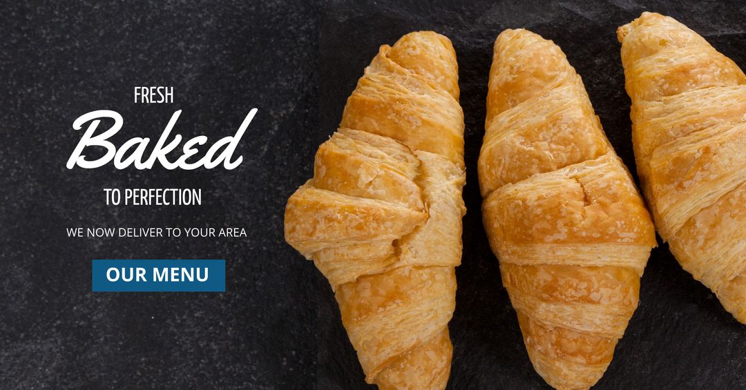 Golden Croissants Promoting Bakery's Fresh Delivery Service