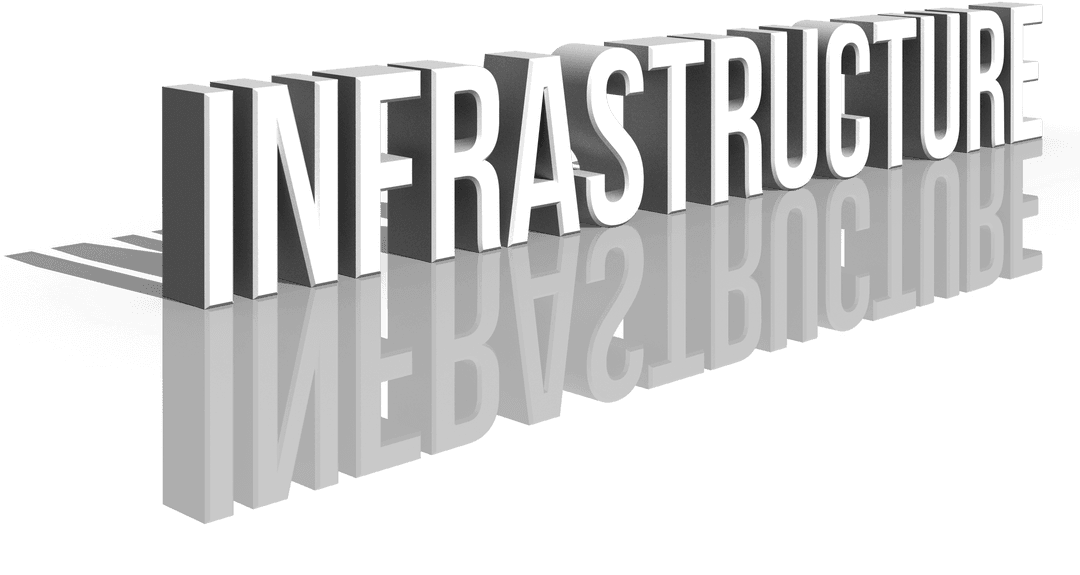 Transparent Hands Holding 'Infrastructure' Text Illustration