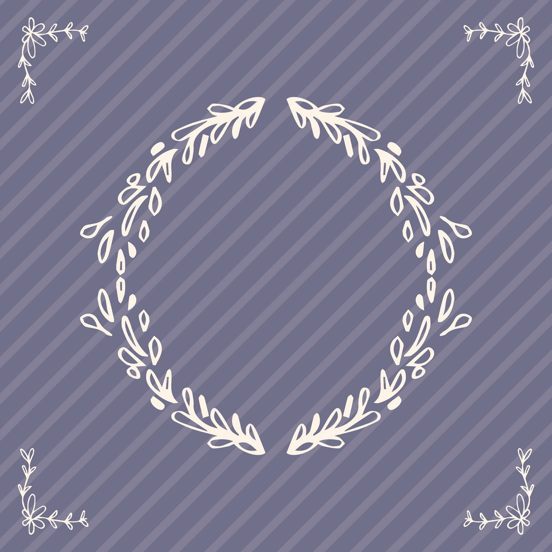 Digital Floral Frame on Transparent Background with Copy Space