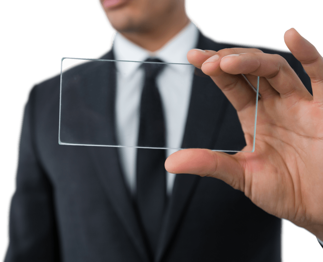 Businessman Demonstrating Future Technology with Transparent Interface