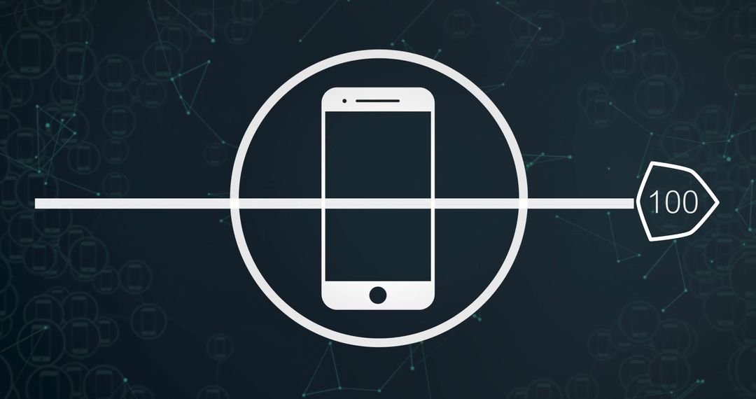 Futuristic Smartphone and Connectivity Line with 100 Node Network