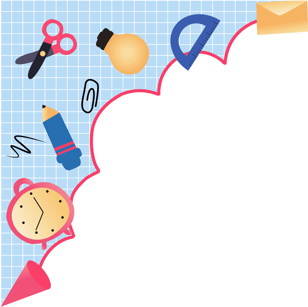 Creative Stationery Illustration with Scalloped Design on Transparent Background