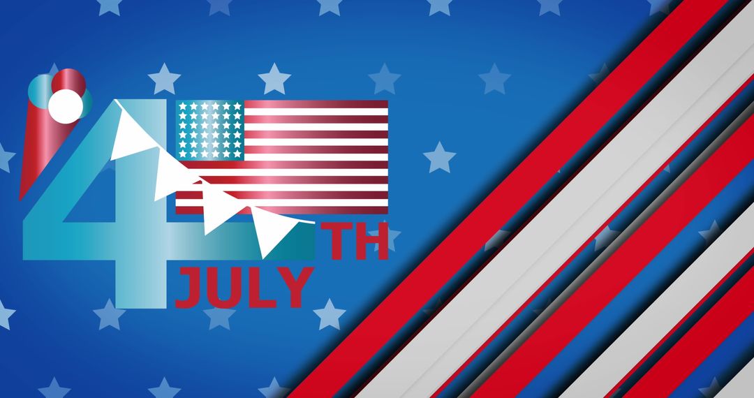 Colorful 4th of July Graphic with Stars and Stripes Theme