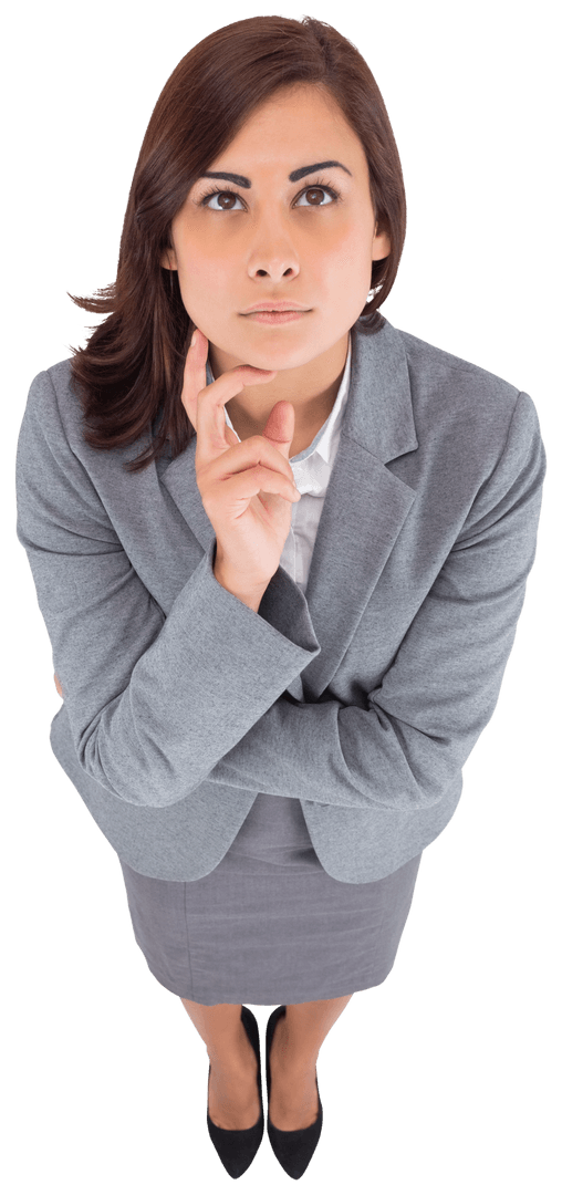 Thoughtful Businesswoman Looking Upwards Transparent Background
