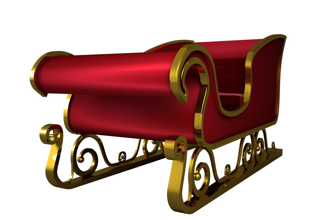 Luxurious Red and Gold Transparent Santa Sleigh