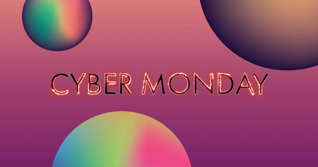 Cyber Monday Sale Announcement with Fiery Text and Colorful Geometry