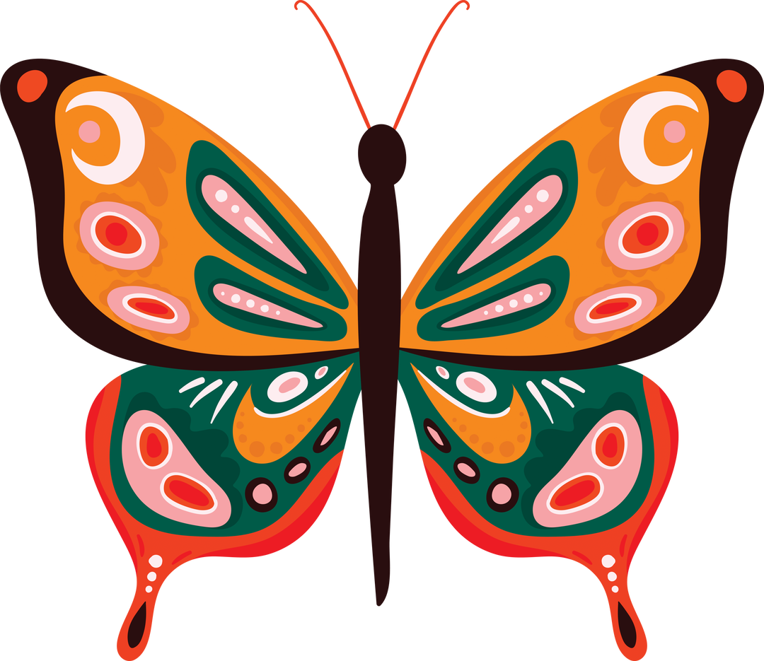 Colorful Patterned Butterfly Illustration on Transparent Background - Download Free Stock Images Pikwizard.com