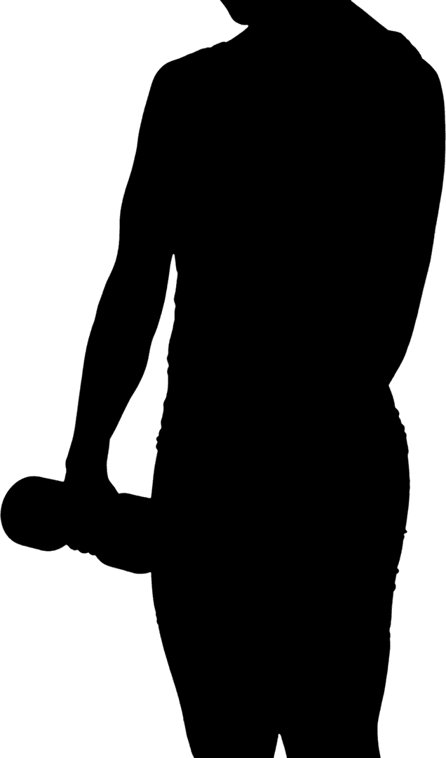 Silhouette of Sportswoman Lifting Weights on Transparent Background