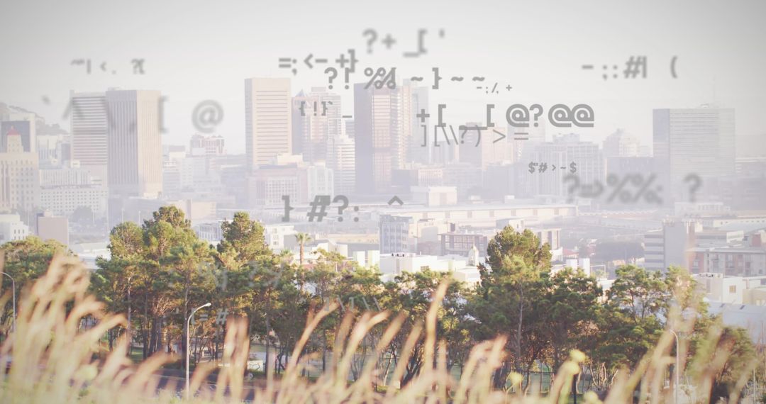 Abstract Data Network Over Modern Cityscape