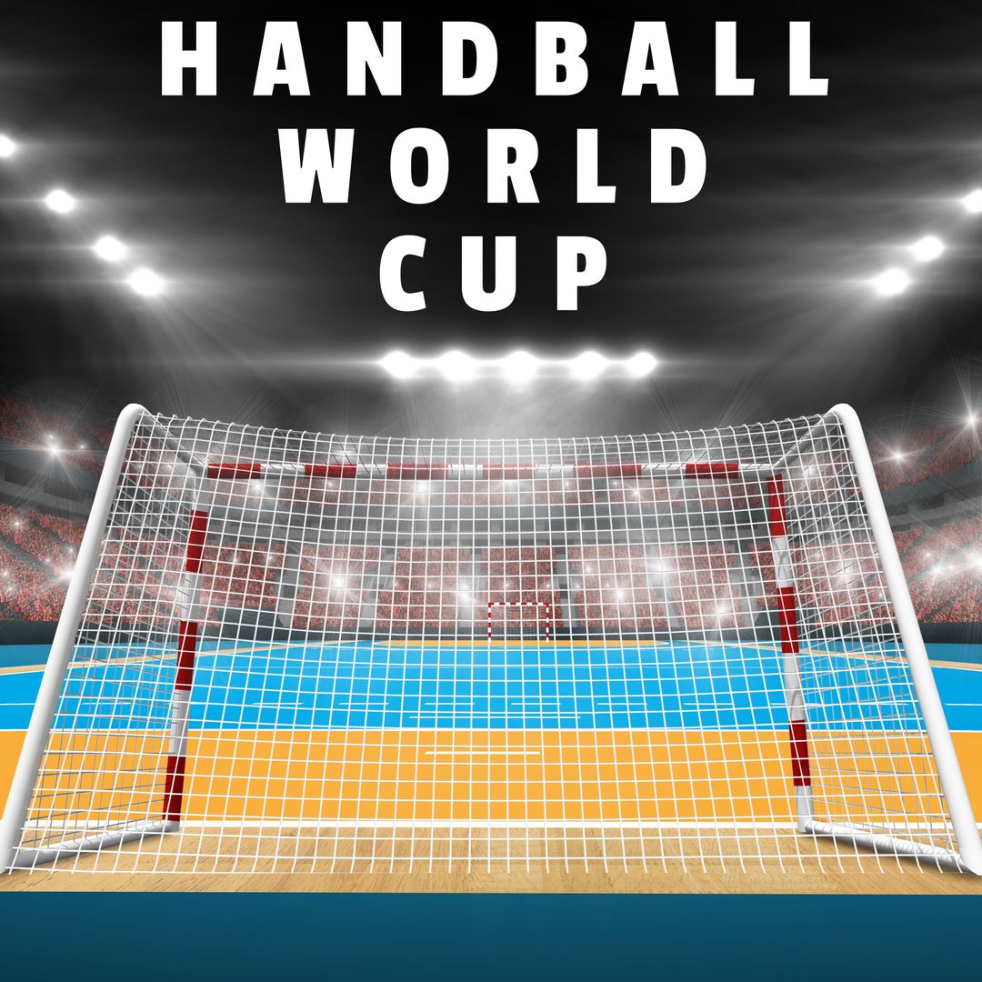 Empty Handball Goal in Brightly Lit Stadium for World Cup Event