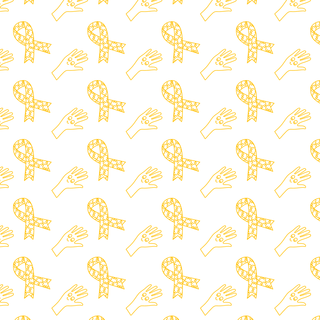 Transparent Pattern of Yellow Ribbon and Fist Symbols