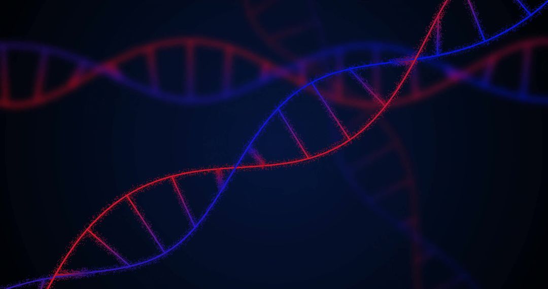 Digital Abstract DNA Strands on Dark Background