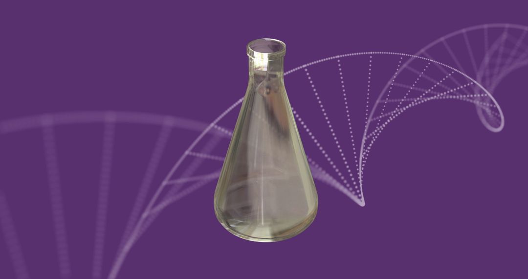 Abstract Chemistry Flask with DNA Strands Concept