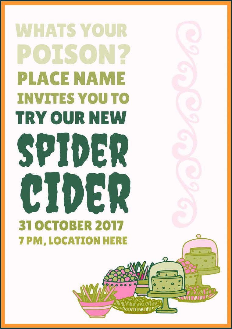Festive Halloween Invitation for Spider Cider Event