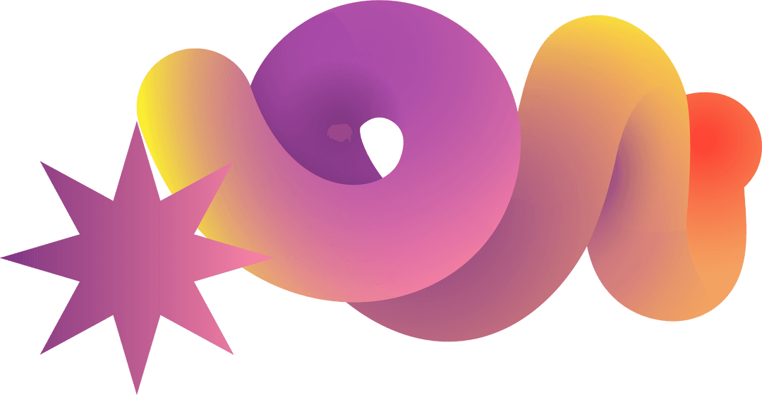 Transparent Gradient Ribbon with Abstract Star Modern Digital Art