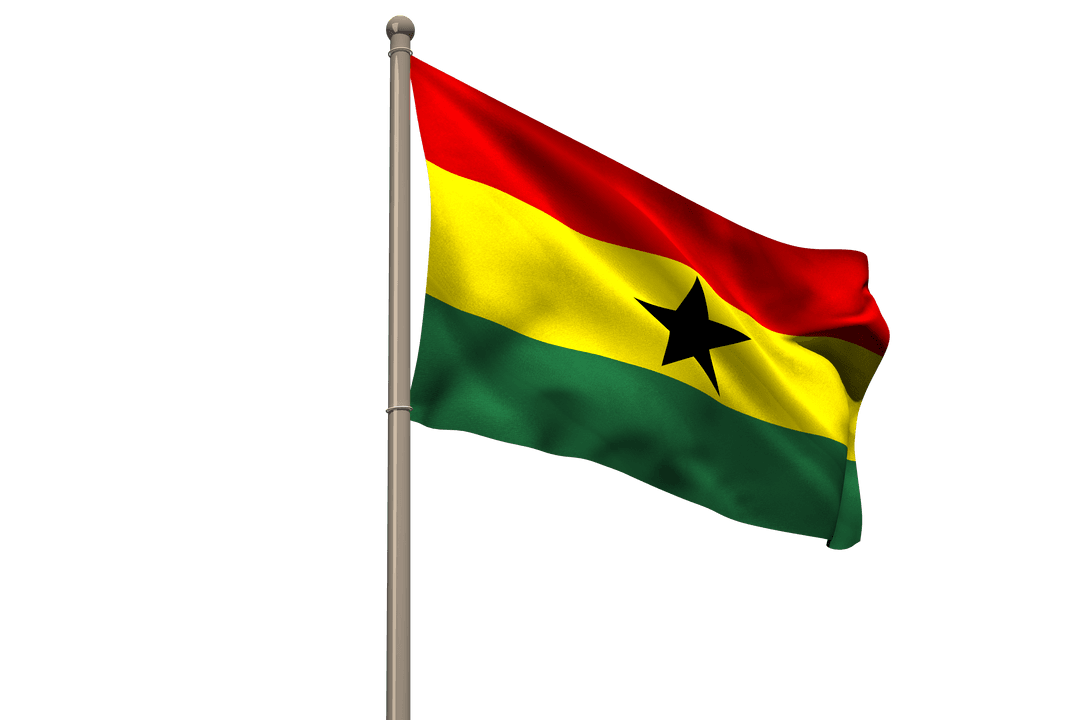 Ghana Flag Waving with Transparent Background