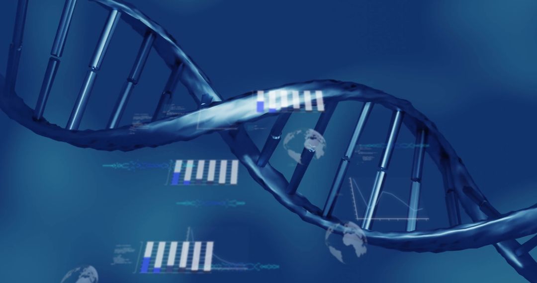 DNA Strand with Scientific Data and Global Connection Concept