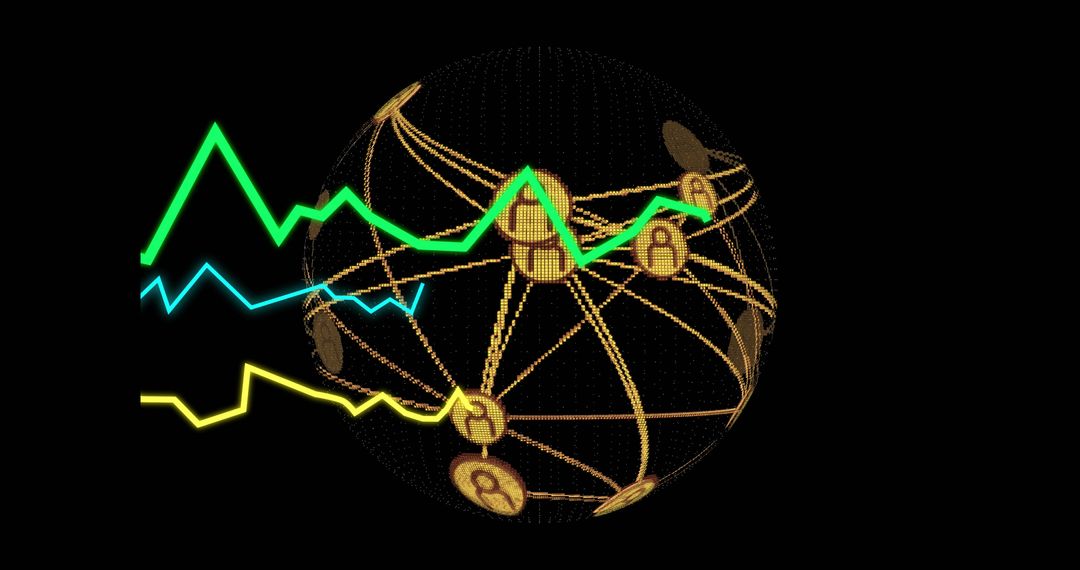 Futuristic Globe and Neon Charts Illustrating Digital Connectivity