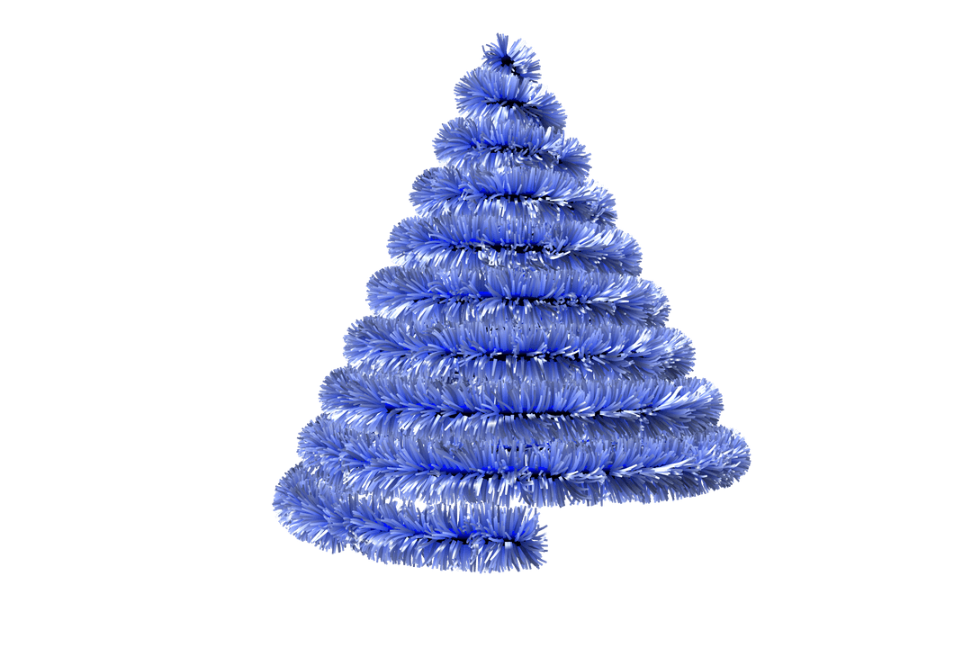 Spiral Transparent Blue Tinsel in Christmas Tree Shape
