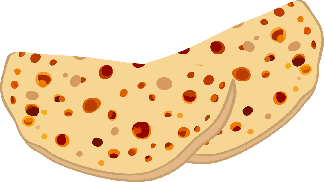 Flatbread Illustration with Beige and Brown Spots on Transparent Background