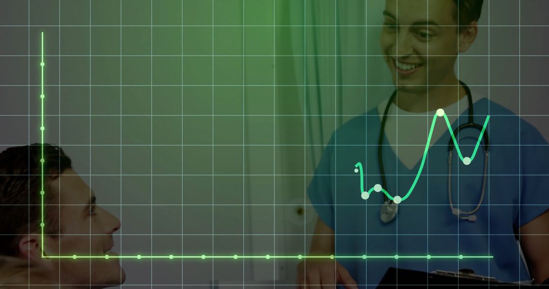 Healthcare Professional Evaluating Patient with Digital Health Graph