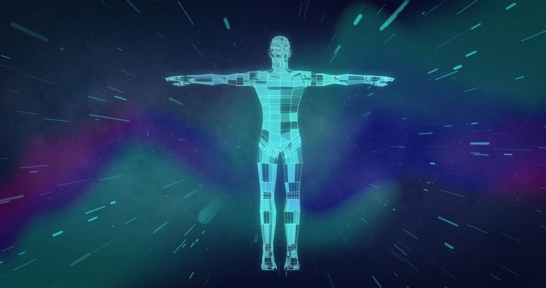 Futuristic Digital Human Interface on Abstract Background