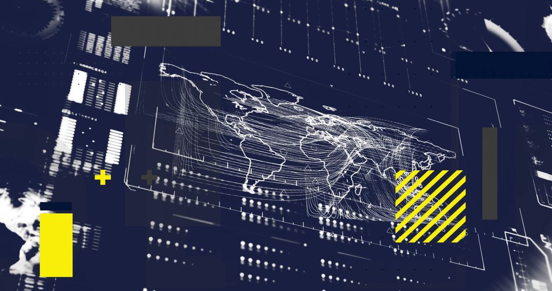 Futuristic Digital World Map with Data Integration