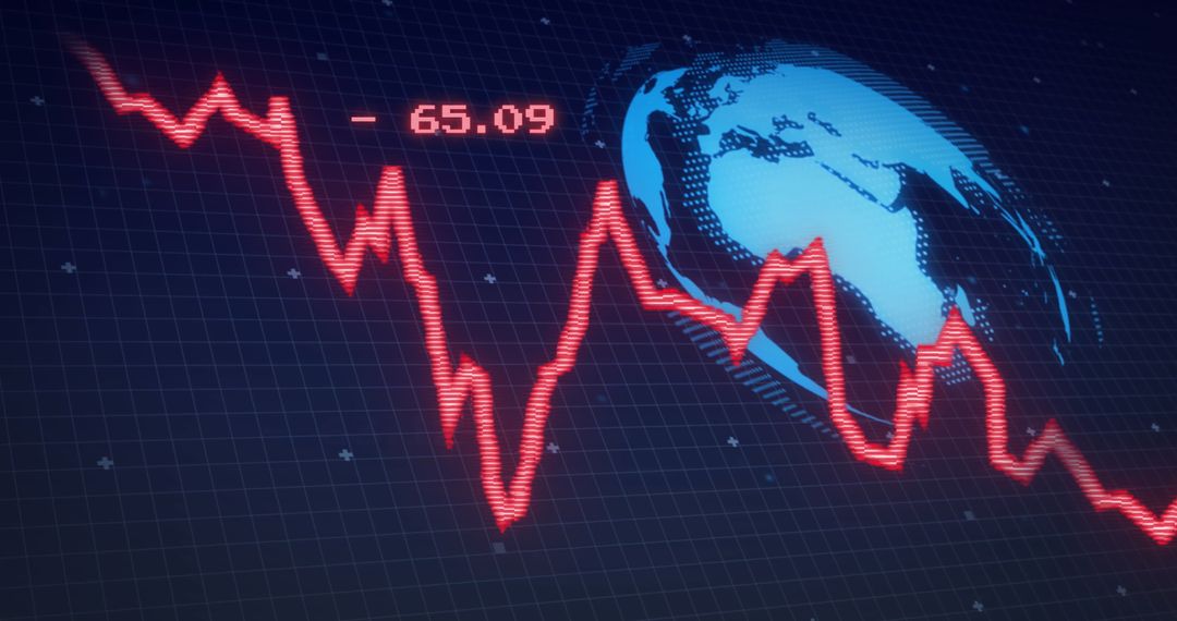 Global Stock Market Decline Concept with Graph and Digital Globe