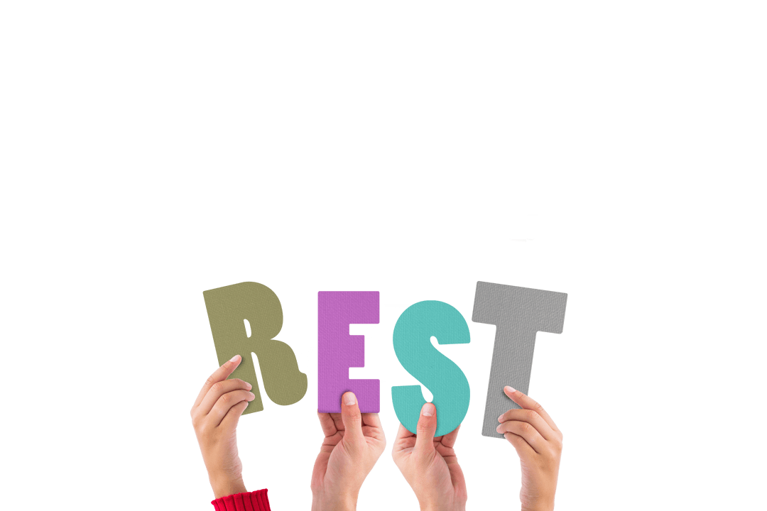 Transparent Hands Holding Colorful BEST Letters with Copy Space