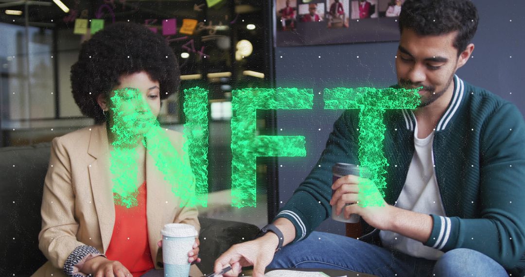 Colleagues Discussing NFT Project in Modern Office Environment