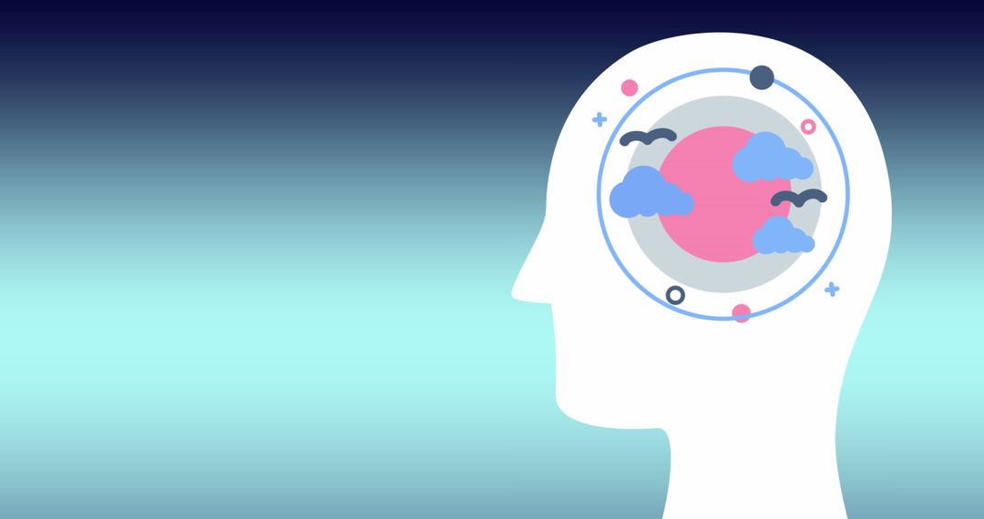 Abstract Head Silhouette with Cognitive Concept Imagery