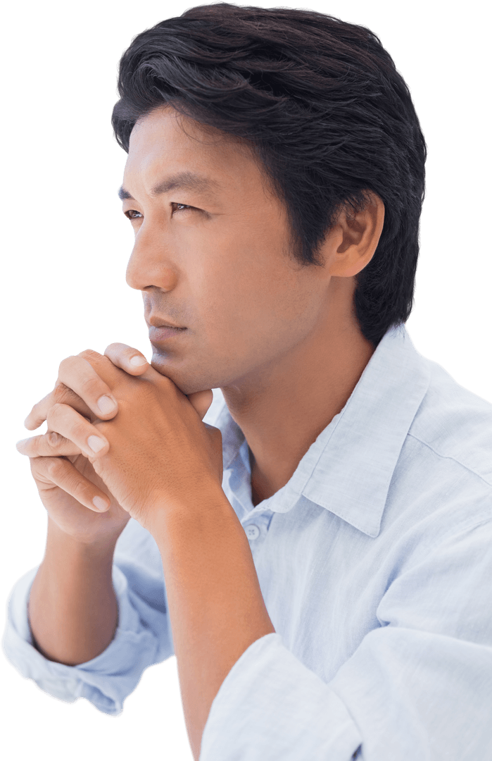 Pensive Man on Balcony Portrait Transparent Background