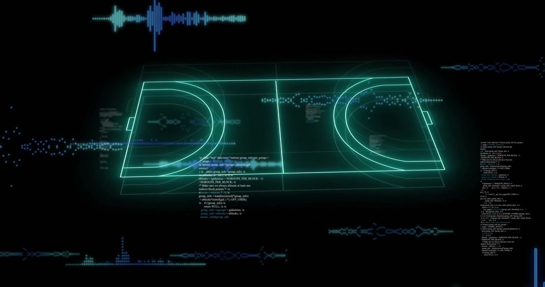 Futuristic Digital Visualization of Sports-Court Blueprint