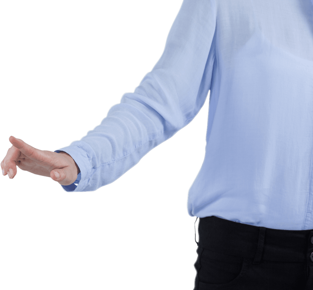 Businesswoman Interacting with Digital Transparent System Interface