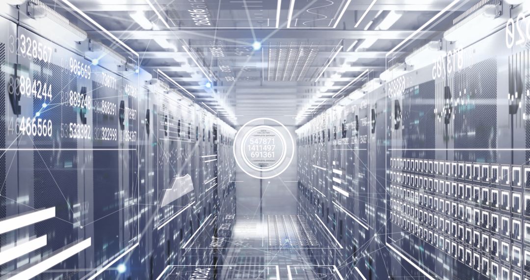 Futuristic Data Center with Digital Overlay of Graphs and Networks