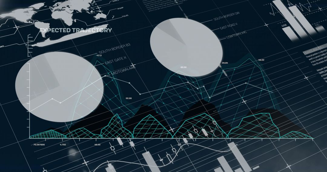 Abstract Data Processing Over Maps and Charts in Digital Interface - Free Images, Stock Photos and Pictures on Pikwizard.com