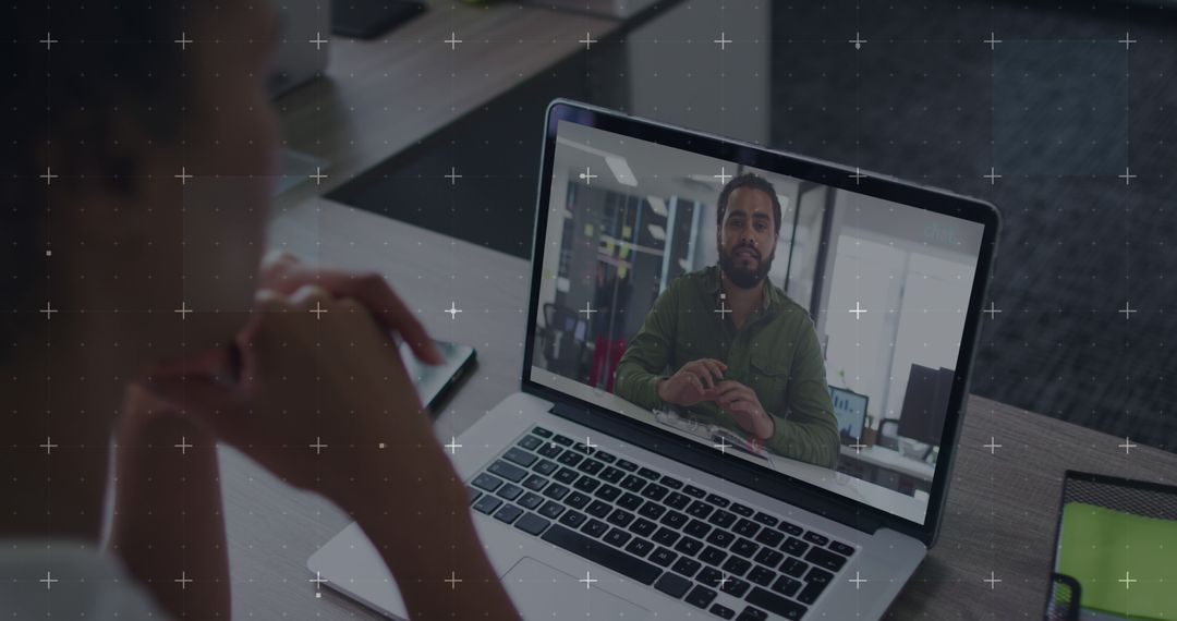 Virtual Meeting Data Processing Overlay Business Concept