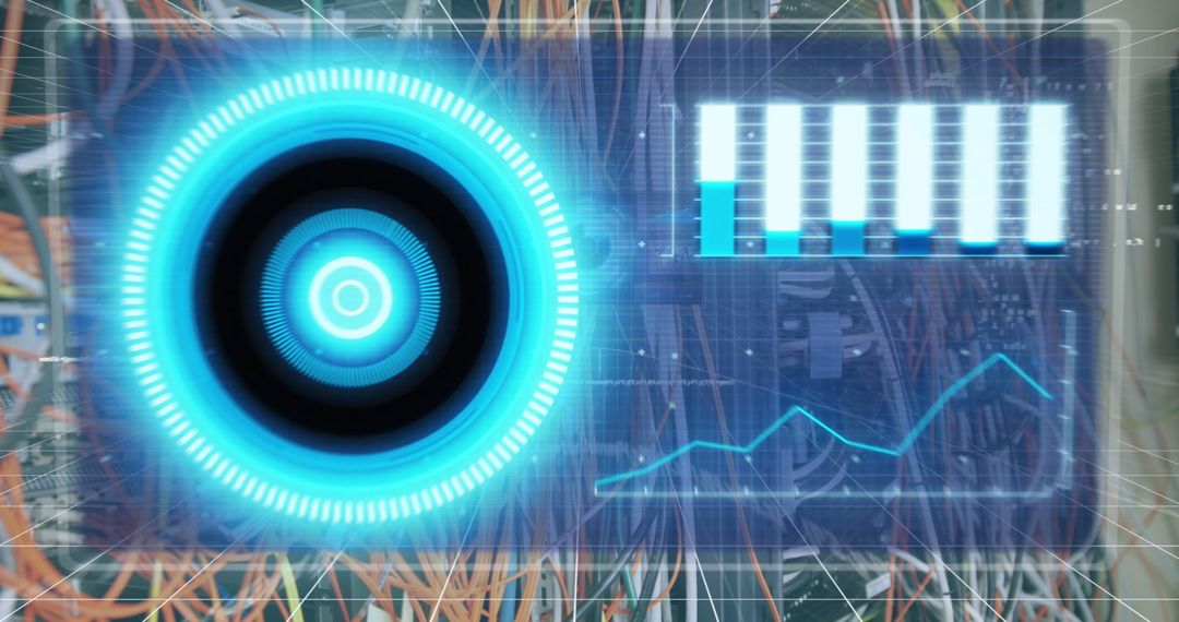 Futuristic Data Processing Screen with Network Connections