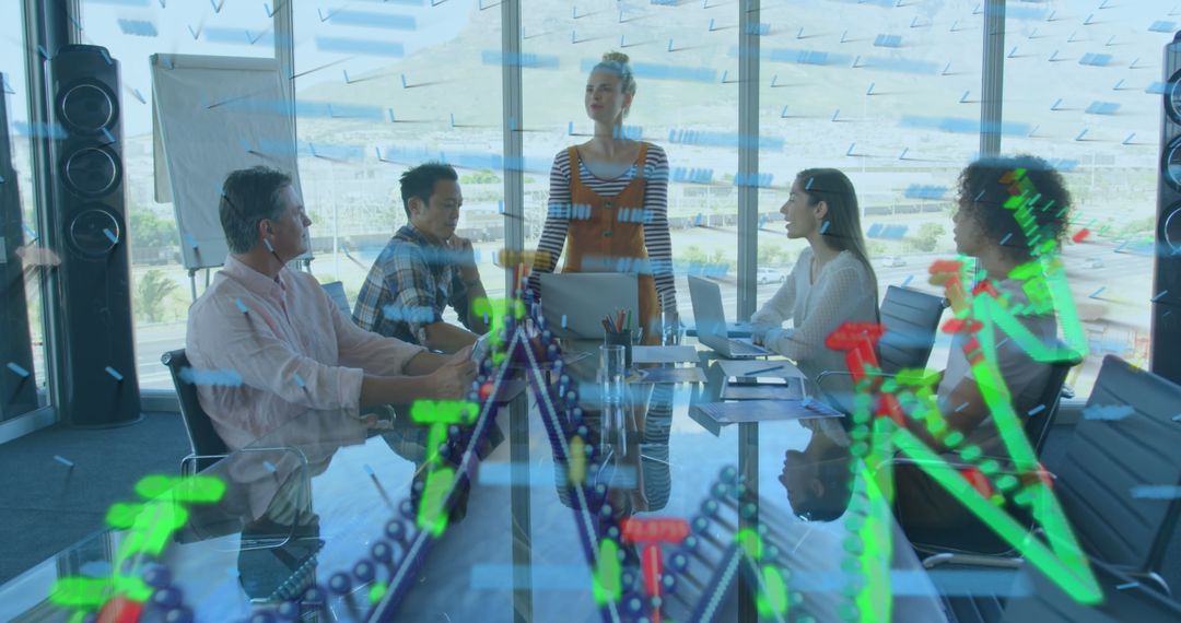 Business Team Collaborating with Digital Interface