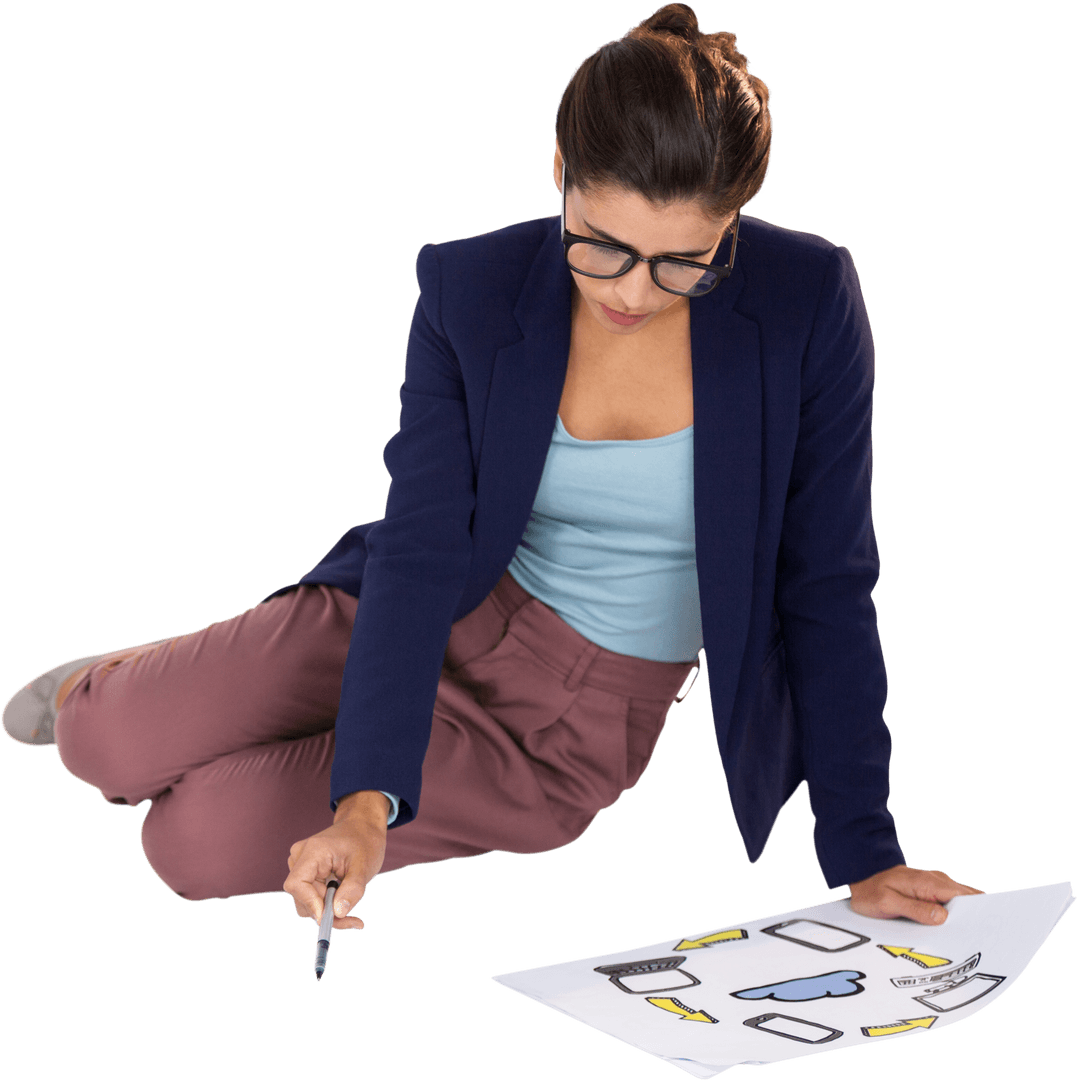 Transparent Confident Businesswoman Analyzing Creative Chart