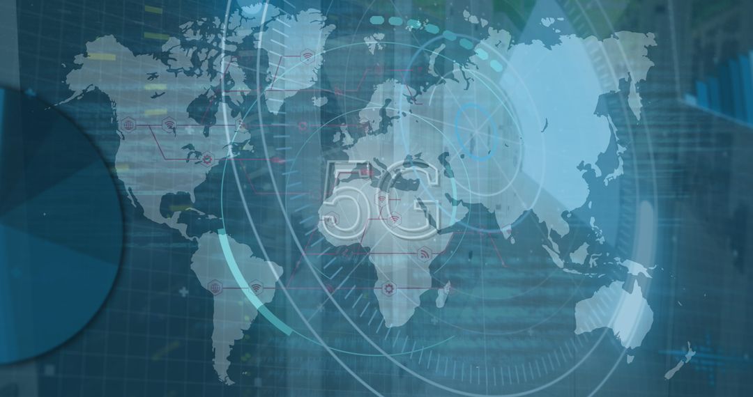 Global 5G Technology Concept with Digital World Map