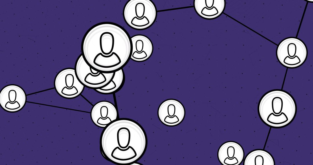 Digital Network Interface with User Icons, Blue Background