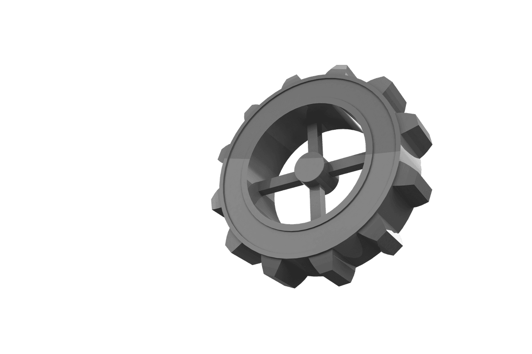 Digital Grey Cog Illustration on Transparent Background