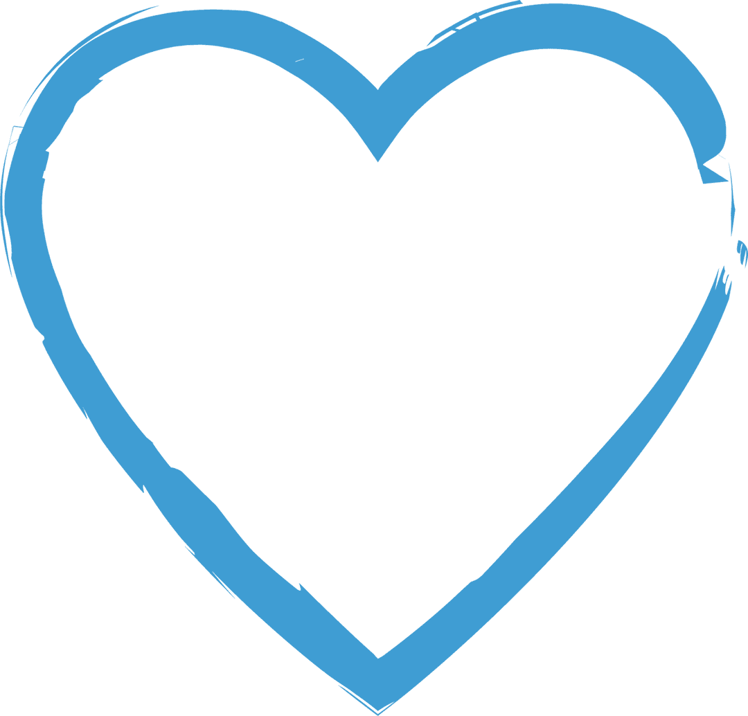 Blue Heart Sketch Illustration on Transparent Background
