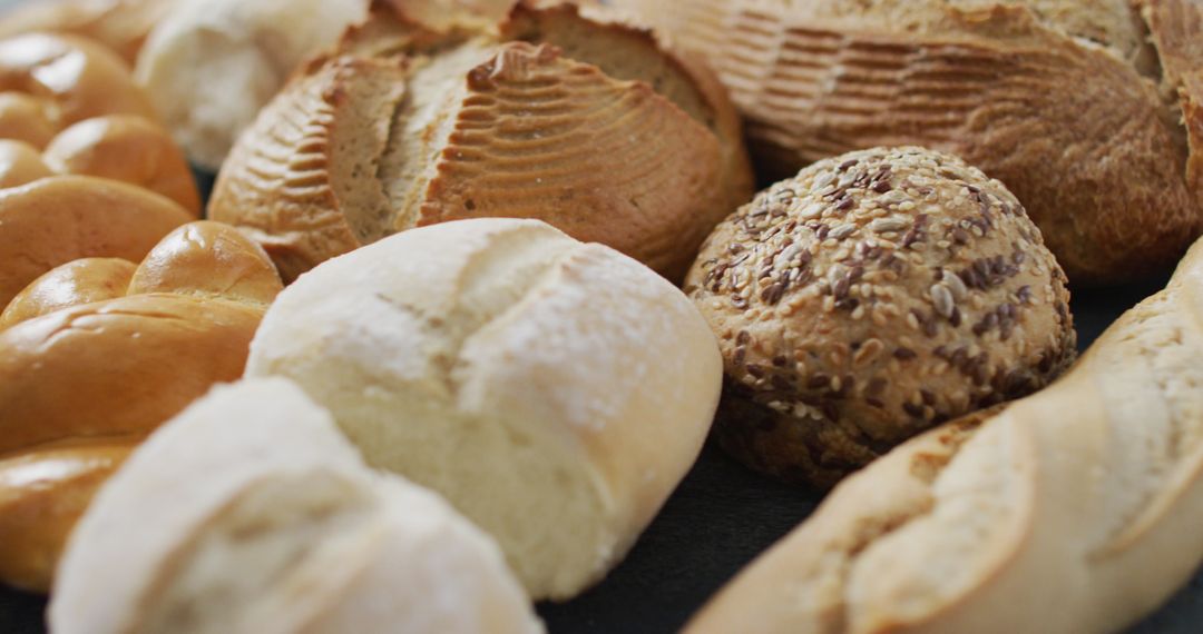 Assortment of Freshly Baked Rustic Bread and Rolls