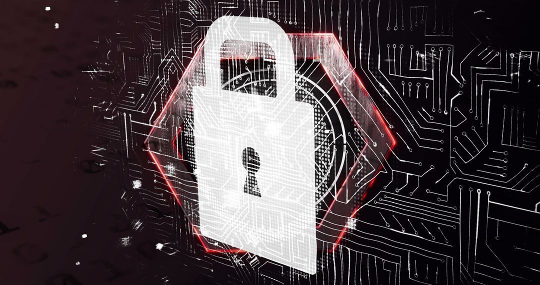 Digital Security Concept with Padlock and Circuit Background